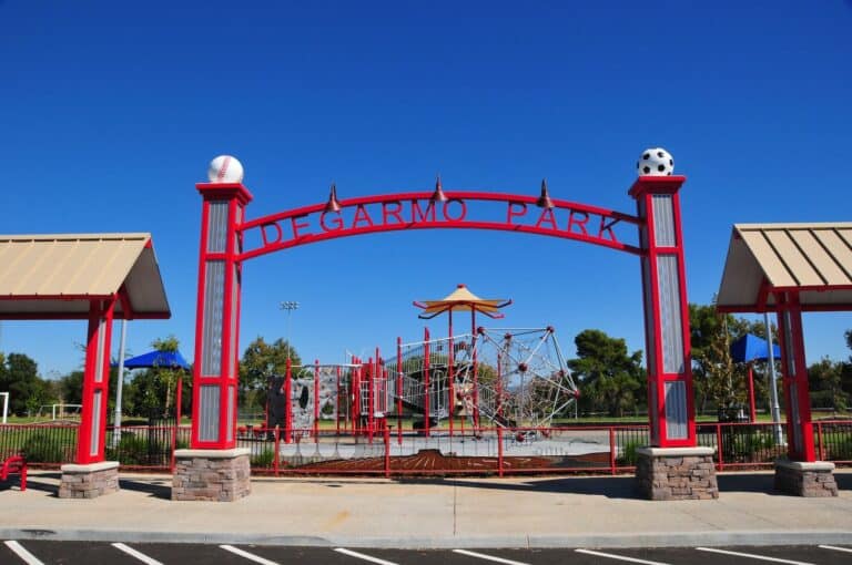 The entrance gate to DeGarmo Park