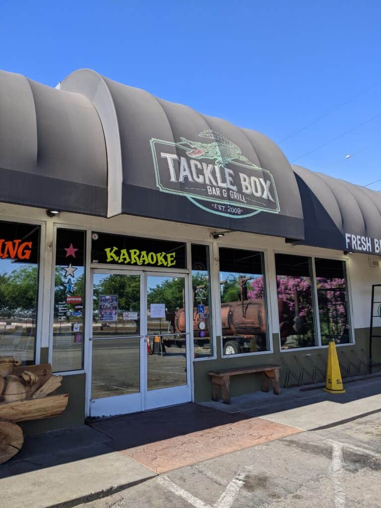 Exterior shot of the Tackle Box Bar & Grill